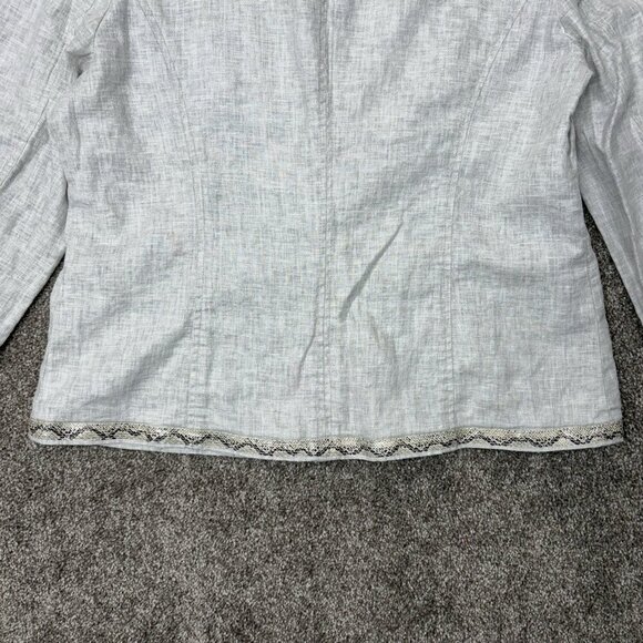 Chico's Women's Linen Blend Jacket Size 1 (M/8-10) Gray Open Front Pockets EUC - Picture 10 of 14